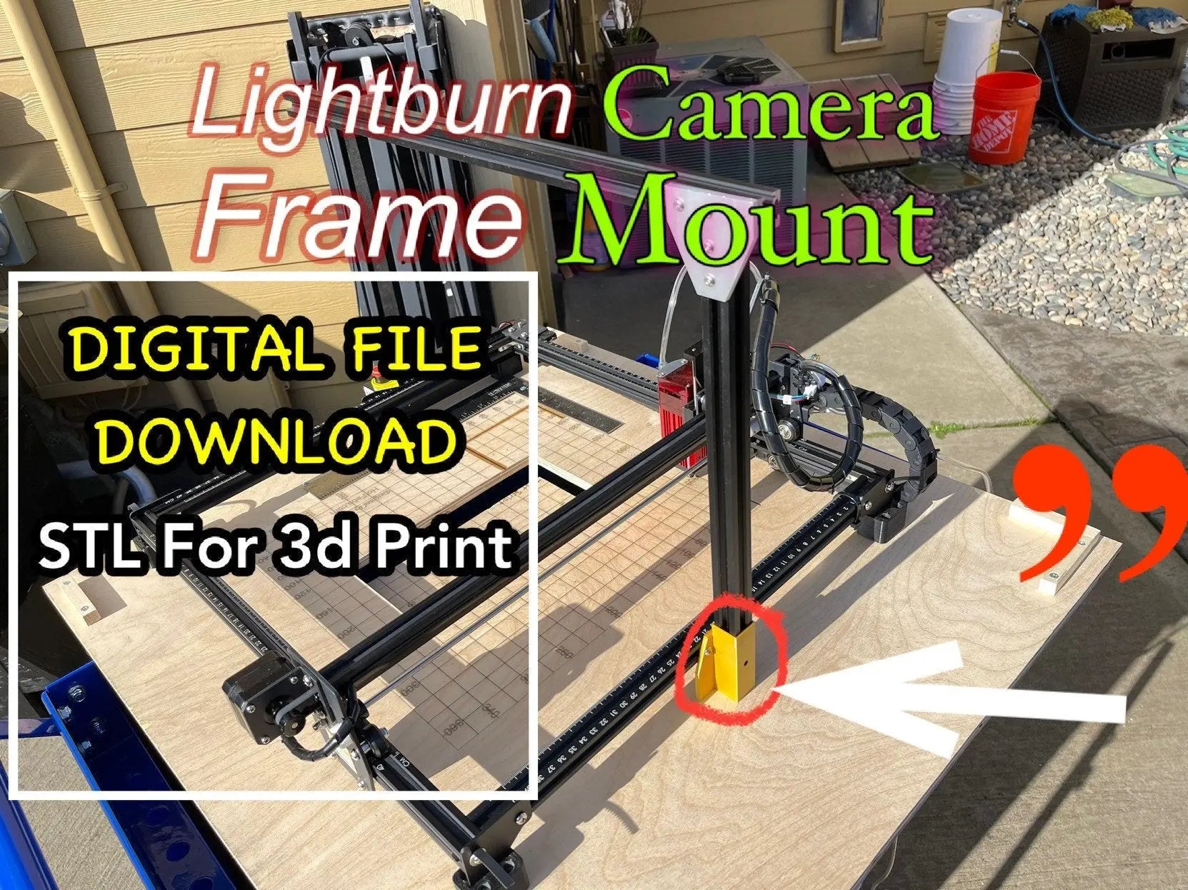 Lightburn Camera Mount for Ortur & X-Tool D1 (STL File) Hot Fabs LLC