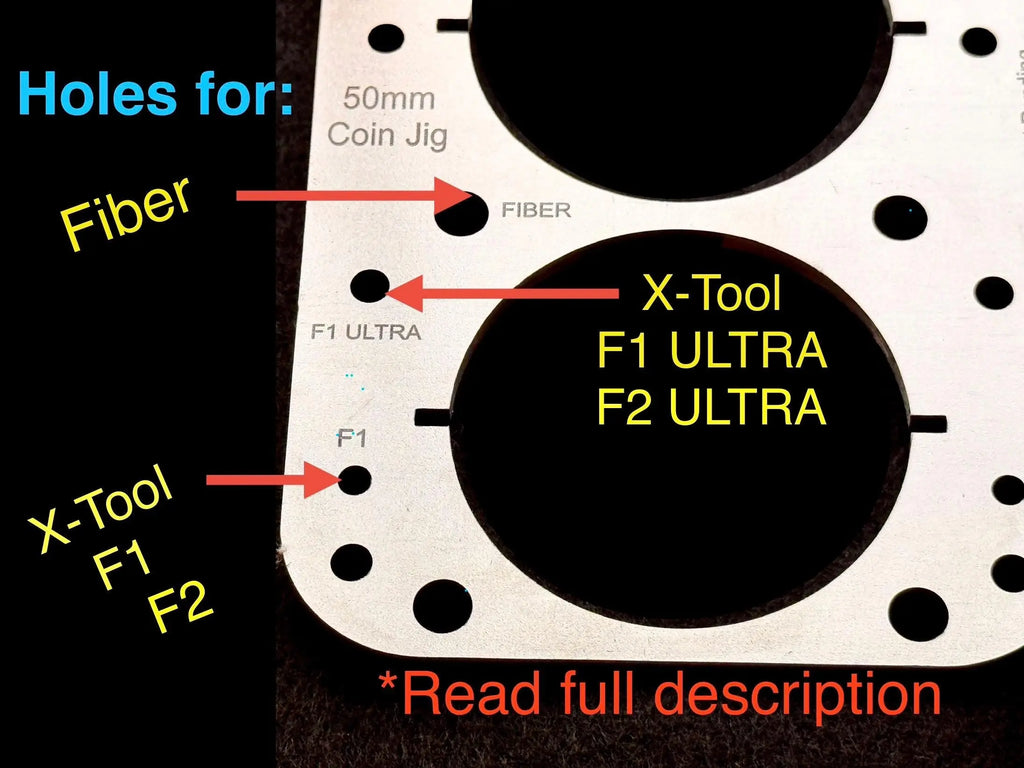 50mm (2") Coin Jigs (Fiber Laser, Xtool F1/F2 & Ultra Lasers) Steel Won't Melt! - Free Templates Hot Fabs LLC