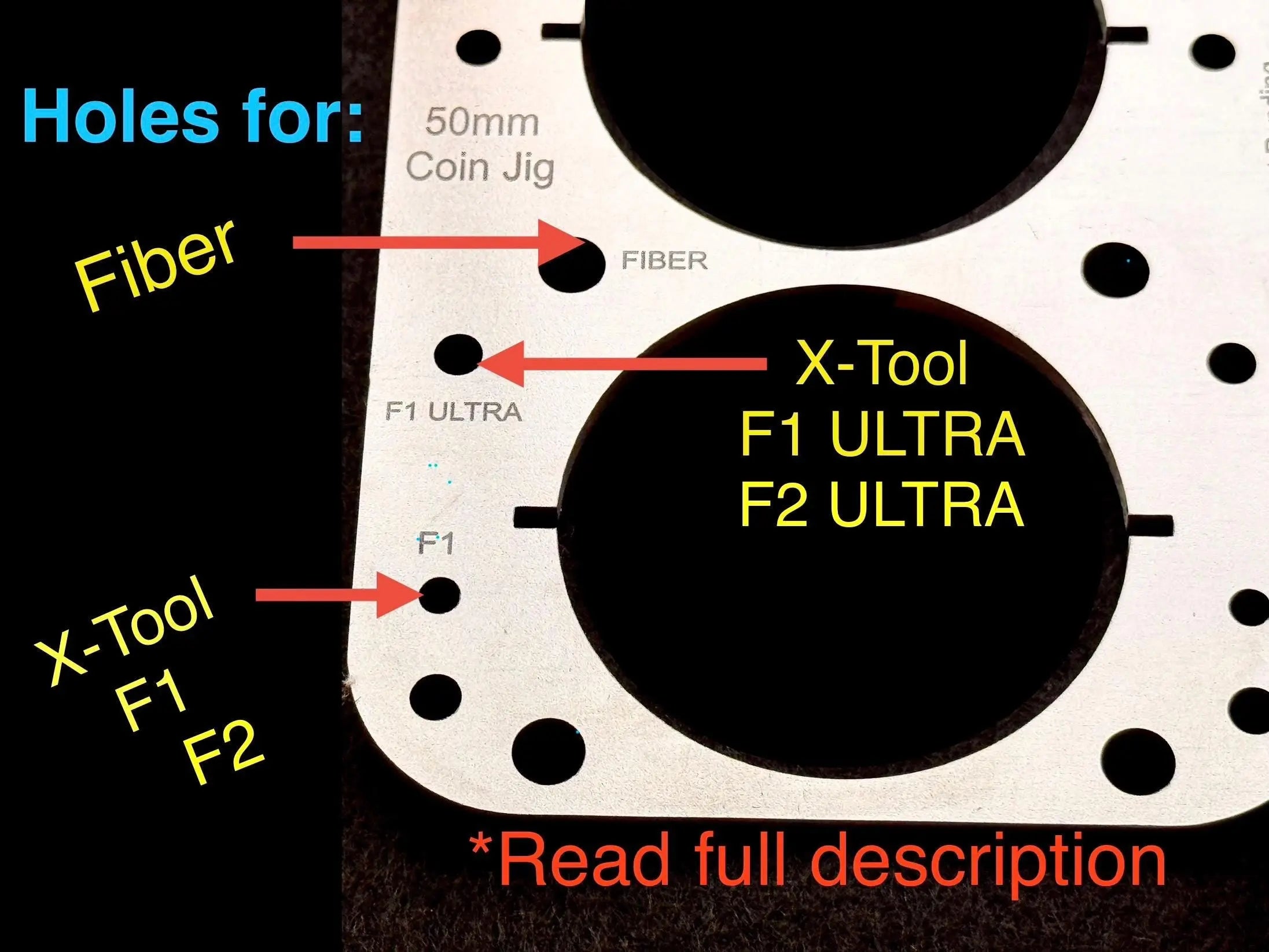 50mm (2") Coin Jigs (Fiber Laser, Xtool F1/F2 & Ultra Lasers) Steel Won't Melt! - Free Templates Hot Fabs LLC
