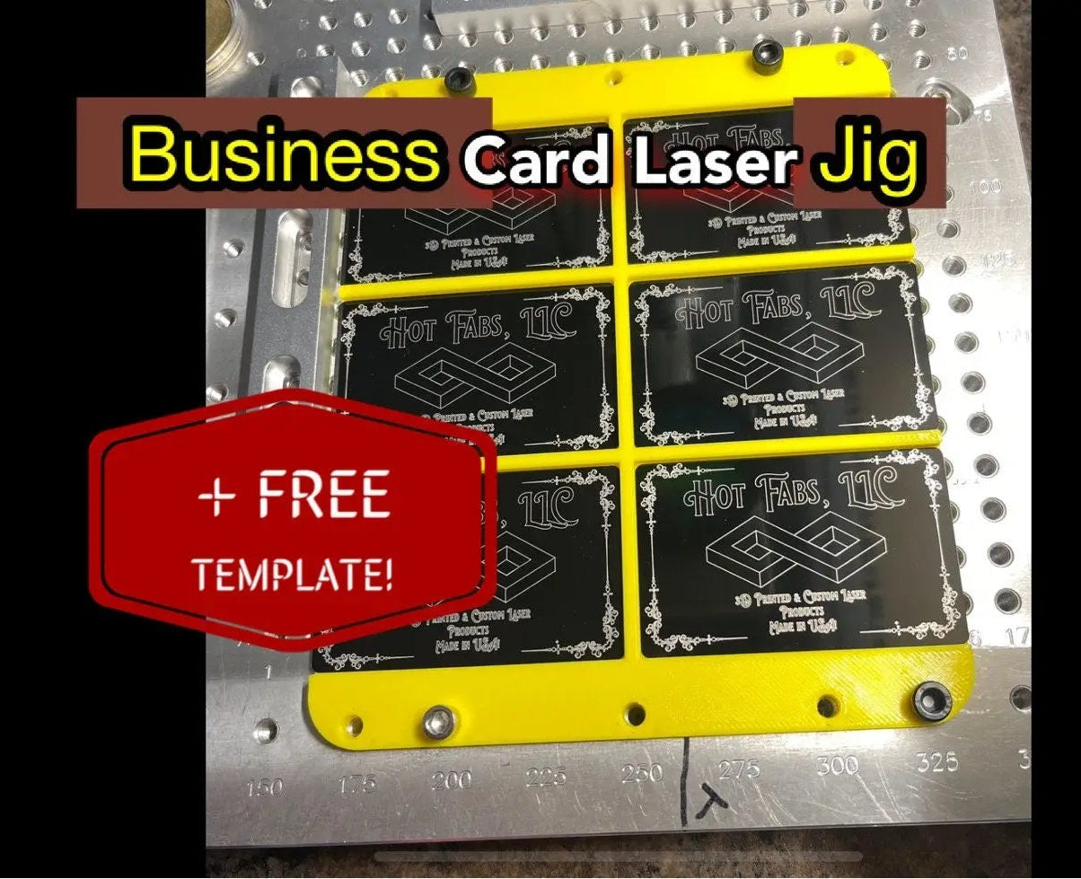 Business Card Jig - 6 Card Holder for Fiber Laser Engraving (now fits Xtool ULTRA!) Hot Fabs LLC