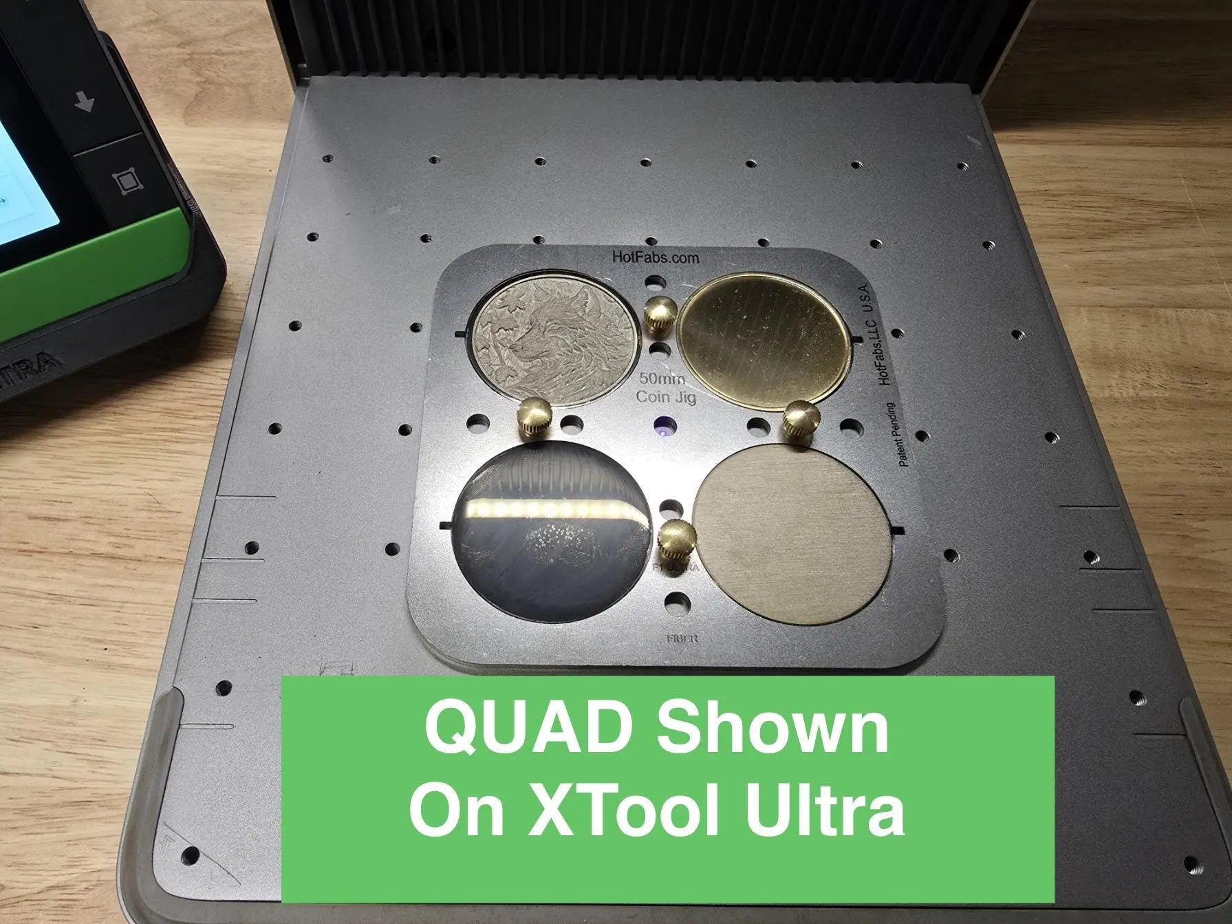 50mm (2") Coin Jigs (Fiber Laser, Xtool F1/F2 & Ultra Lasers) Steel Won't Melt! - Free Templates Hot Fabs LLC