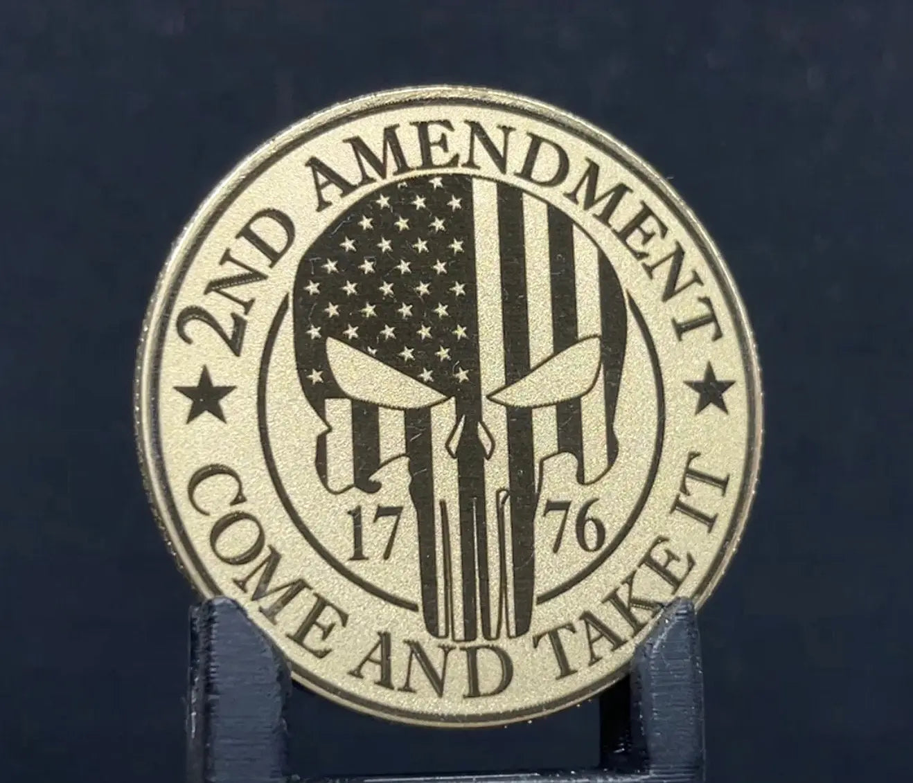 Brass Coin - 2nd Amendment FAAFO Punisher Challenge Coin 2A Hot Fabs LLC