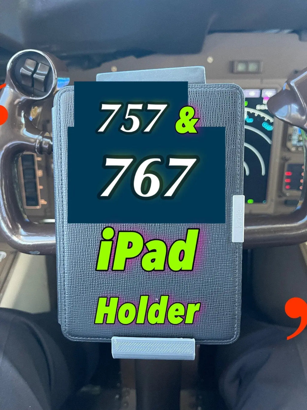 iPad, iPhone Holder fits Boeing 757 & 767 - yoke mounted Hot Fabs LLC