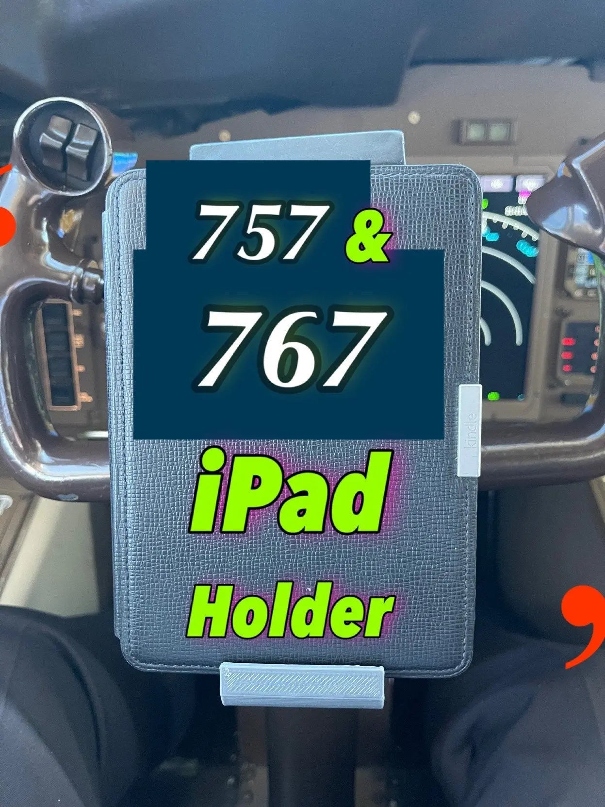 iPad, iPhone Holder fits Boeing 757 & 767 - yoke mounted Hot Fabs LLC