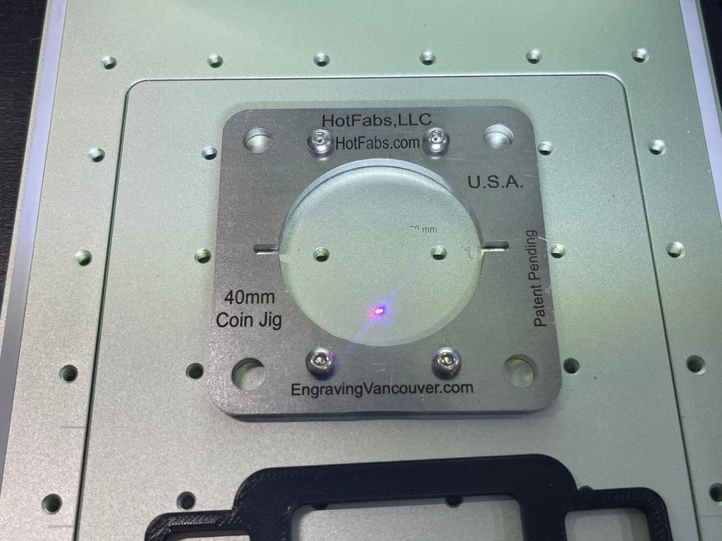 XTool F1/F2 Single Coin Jigs - All STEEL - Won't Melt. (also Fits ULTRA F1/F2/UV & Fiber Lasers - 1.25" or 40mm Choices) Hot Fabs LLC