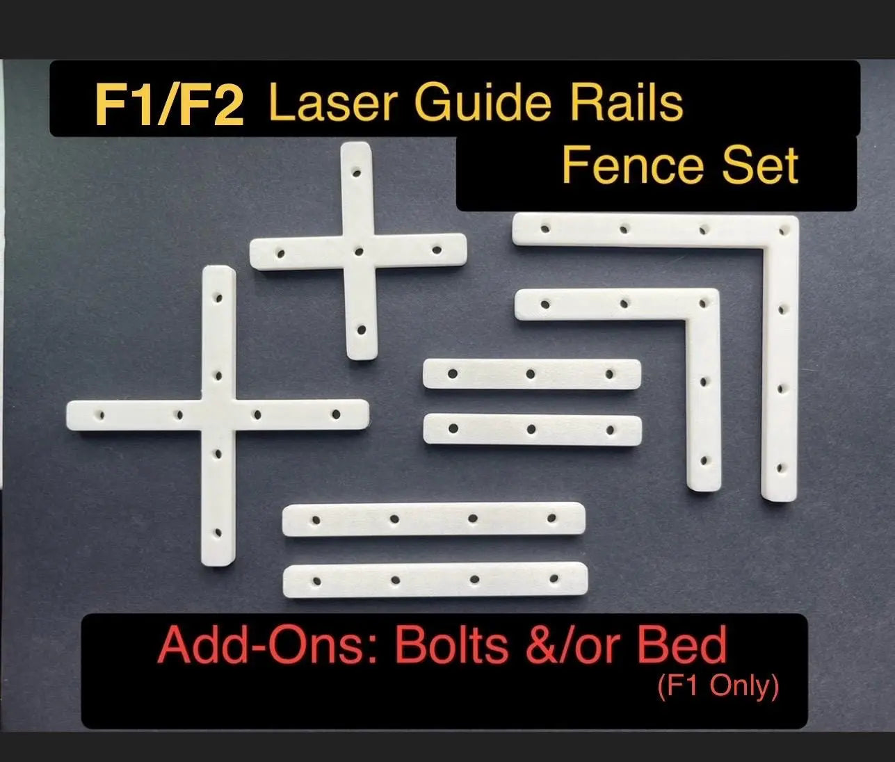 XTool F1/F2 Laser Guide/Fence Set (8 pc) - Optional Bed & Bolts Hot Fabs LLC