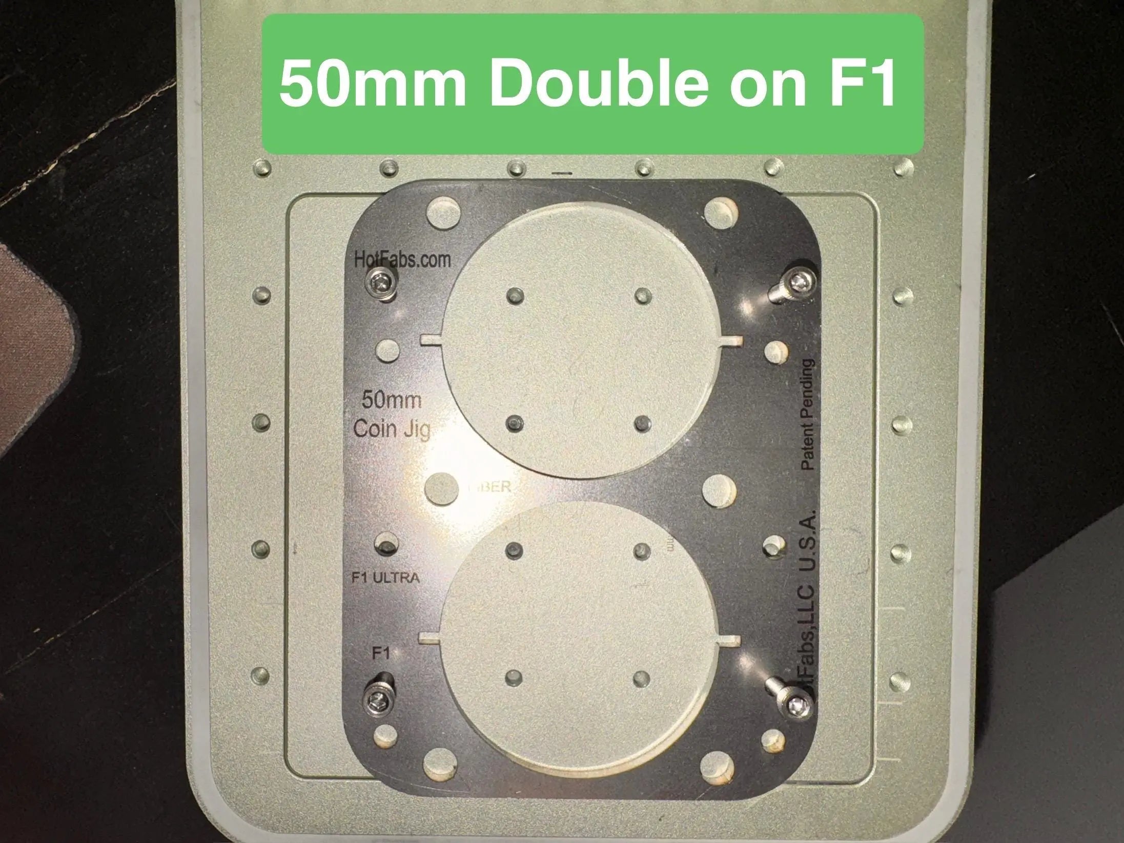 50mm (2") Coin Jigs (Fiber Laser, Xtool F1/F2 & Ultra Lasers) Steel Won't Melt! - Free Templates Hot Fabs LLC