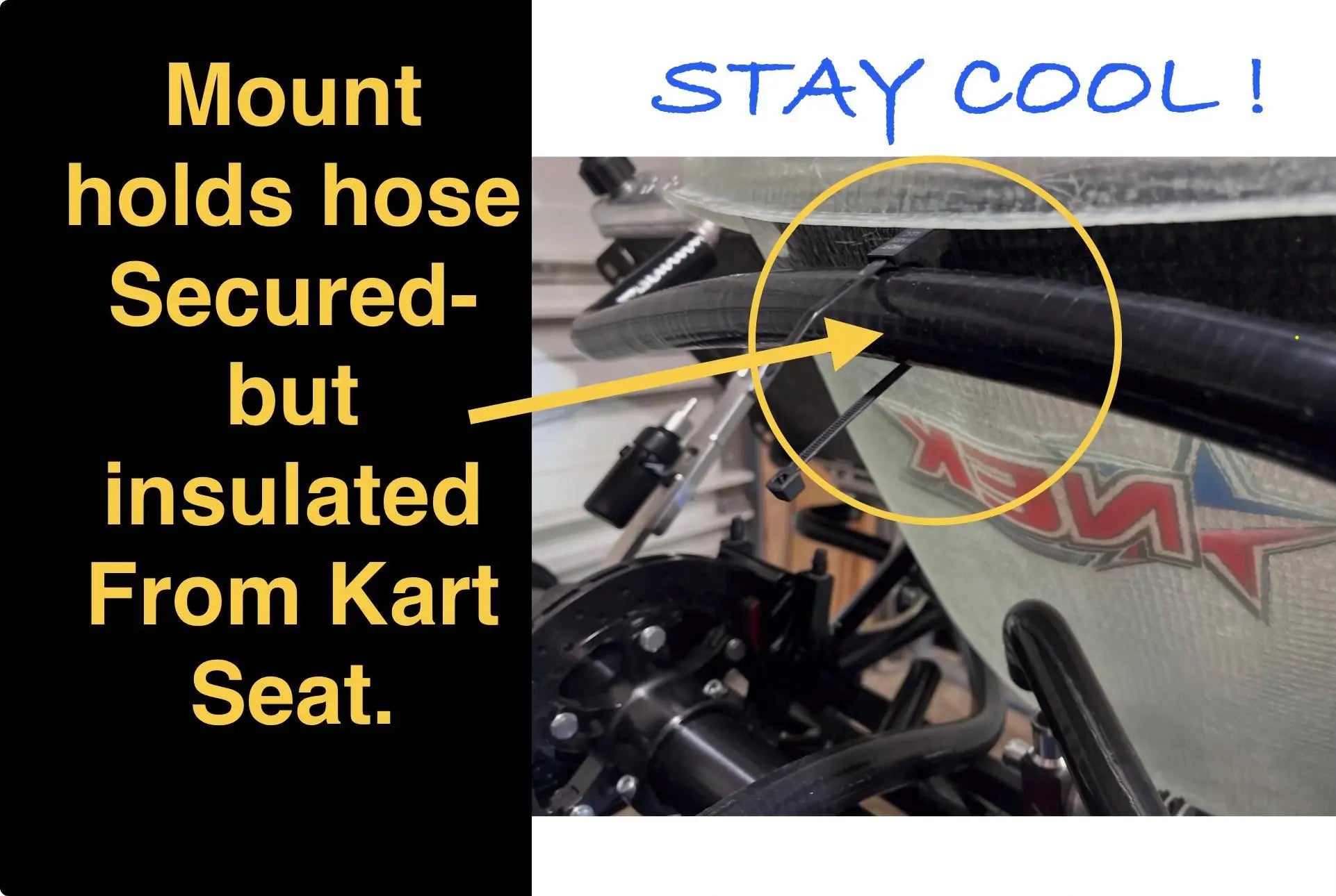 Kart Upper Heater Hose Mount to Seat - for Kart Racing Hot Fabs LLC