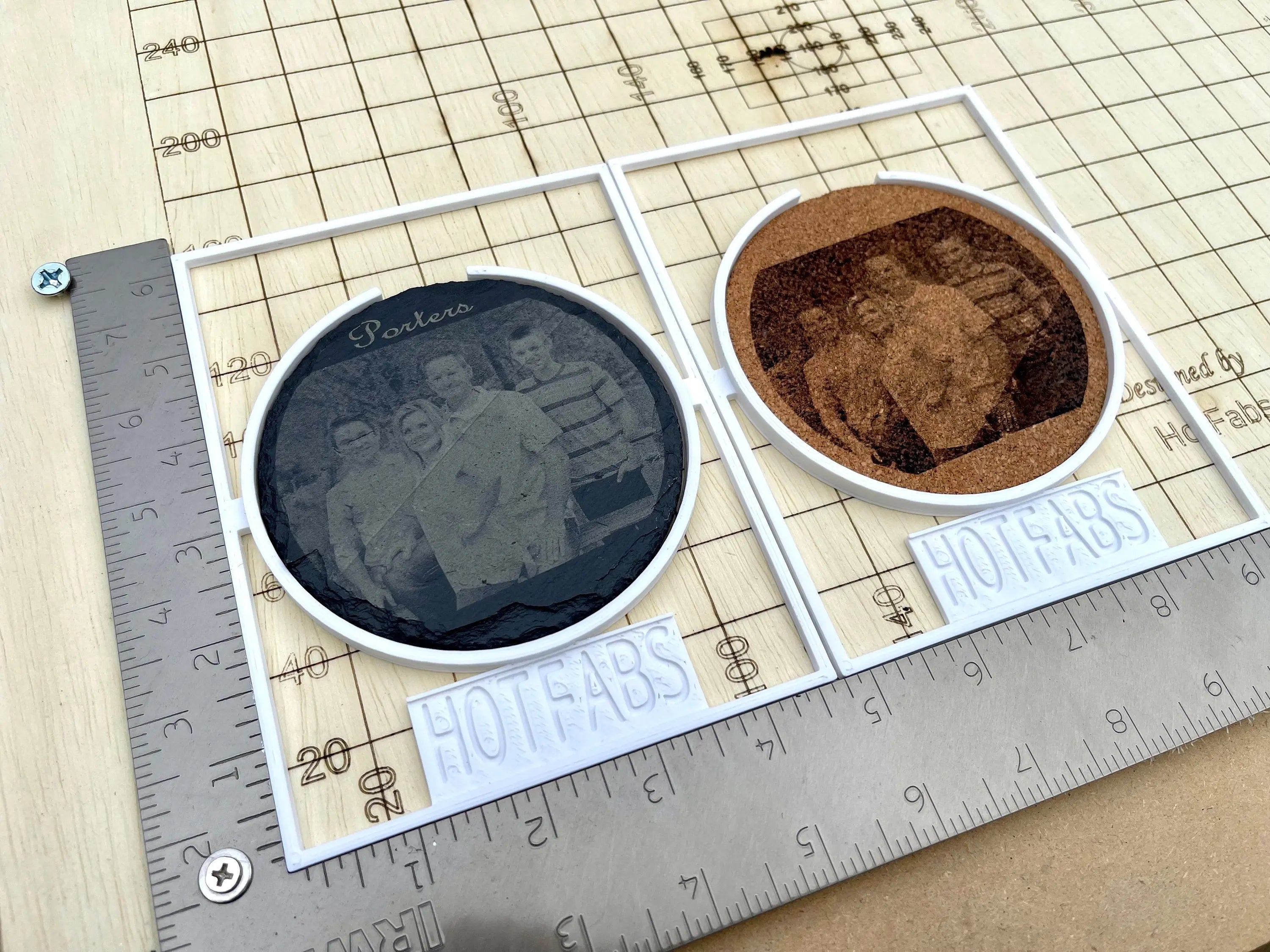4" Coaster Laser Jig - Two Pack, Laser Engraving Tool Hot Fabs LLC