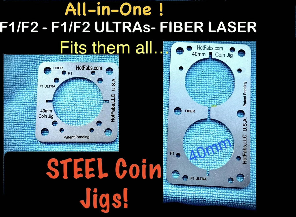 40mm Coin Jig - ALL STEEL - will not melt. For laser engraving. Hot Fabs LLC