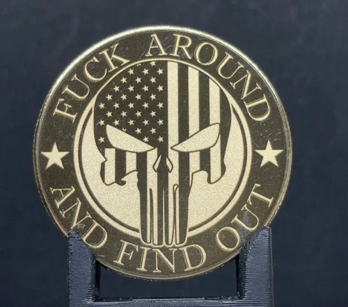 Brass Coin - 2nd Amendment FAAFO Punisher Challenge Coin 2A Hot Fabs LLC