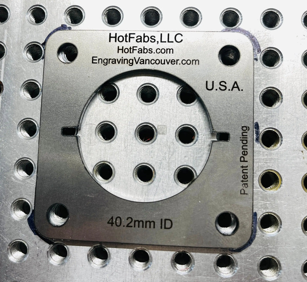 40mm Coin Jig - ALL STEEL - will not melt. For laser engraving. Hot Fabs LLC