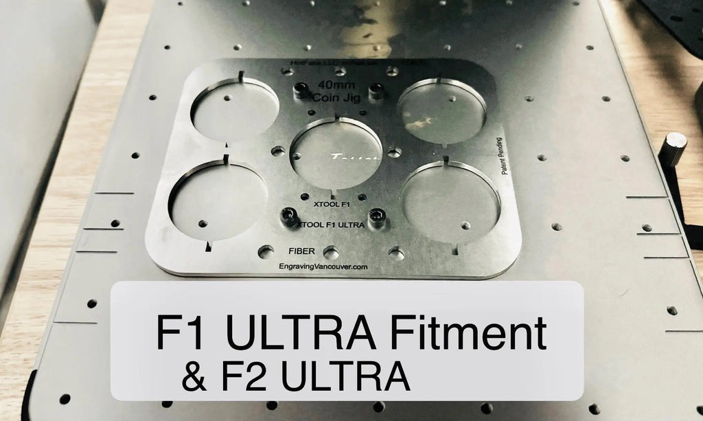 40mm Coin Jigs for XTOOL + FIBER - Fits F1/F2, Both Ultras+Fiber Lasers (All-in-One!) Steel Won't Melt! - Free Templates (XCS, Lightburn) Hot Fabs LLC